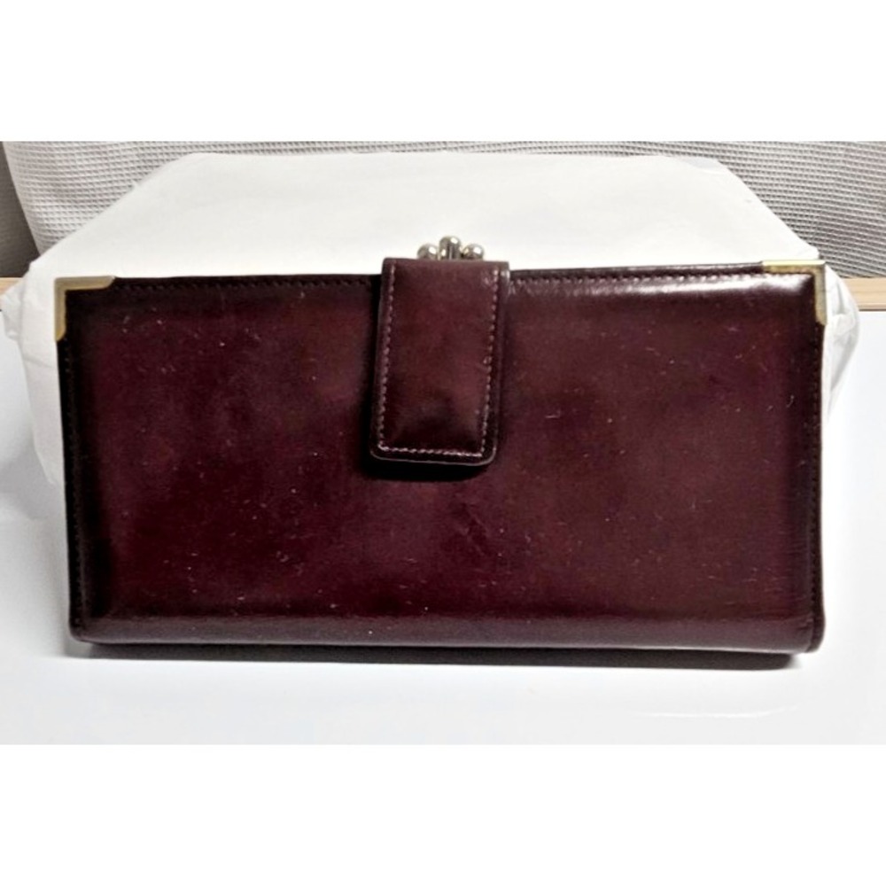 Vintage ECHT 2 PRYM cowhide red bifold two kiss lock change pocket wallet